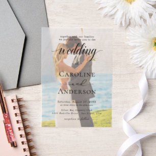 Simple Black & White wedding Overlay Vellum Invitations