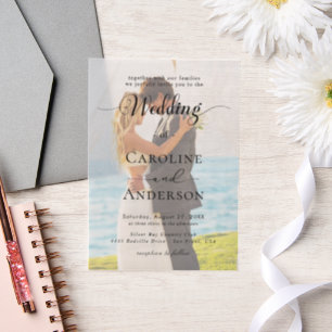 Simple Black & White wedding Overlay Vellum Invitations