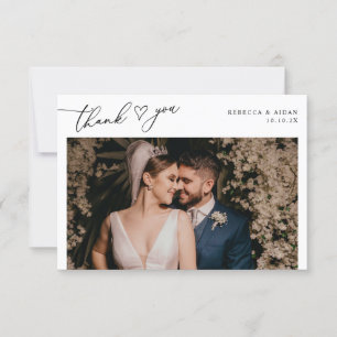 Simple Black & White Wedding Photo Thank You Card