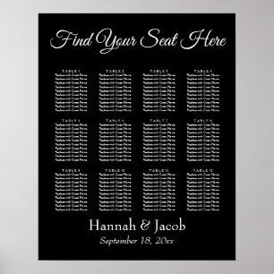 Simple Black White Wedding Reception Seating Chart