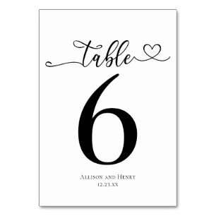 Simple Black White Wedding Reception Table Number