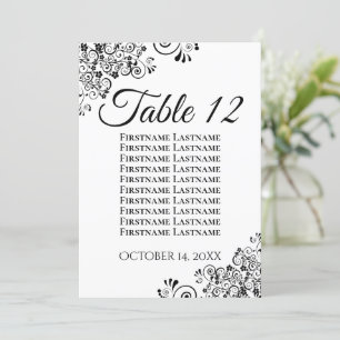 Simple Black & White Wedding Seating Chart Card