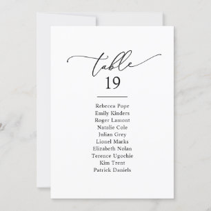 Simple Black & White Wedding Seating Chart Cards