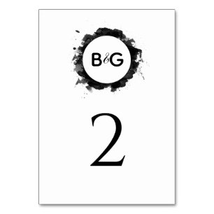 Simple Black White Wedding  Table Number