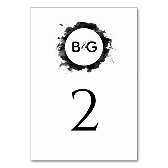 Simple Black White Wedding  Table Number (Front)