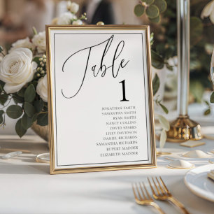 Simple Black & White Wedding Table Number