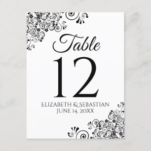 Simple Black & White Wedding Table Number