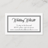 Simple Black White Wedding Website Enclosure Cards