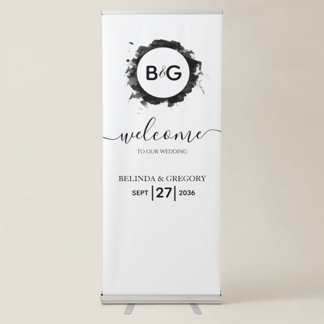 Simple Black White Wedding Welcome Sign (Front)