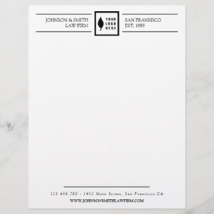 Simple Black White Your Logo Custom Letterhead