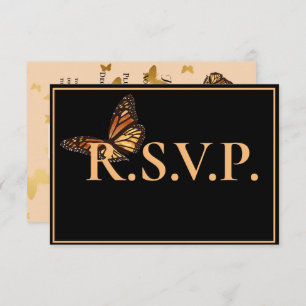 Simple Black with Monarch Butterfly QRC RSVP
