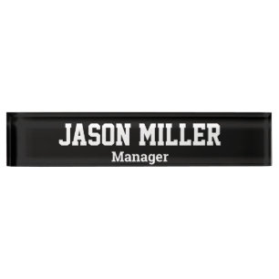Simple Black with White Lettering Nameplate