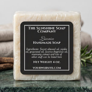 Simple black with white text soap cosmetics label
