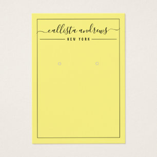 Simple Black Yellow Cursive Earring Display Card
