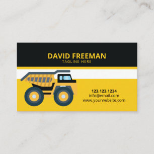 Simple Black & Yellow Dump Truck Construction Business Card