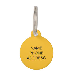 Simple black yellow Name Info dog custom Pet Tag
