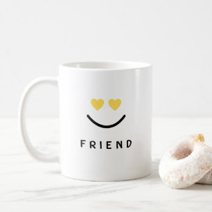 Simple Black Yellow Smile "Friend" Coffee Mug