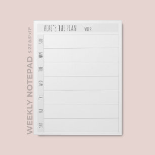 Simple Blank Weekly Calendar Planner Notepad