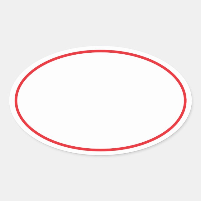 Simple Blank White with Bright Red Border Oval Sticker (Front)
