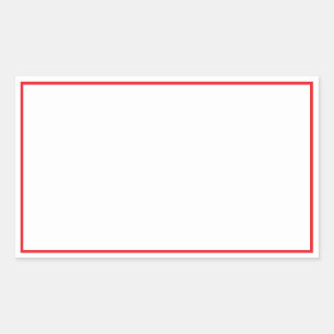 Simple Blank White with Bright Red Border Rectangular Sticker