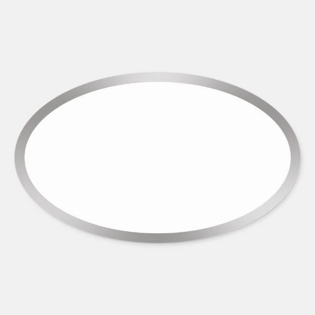Simple Blank White with Silver Border Oval Sticker (Front)