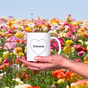 Simple Blessed Heart Christian Coffee Mug