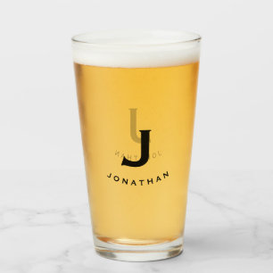 Simple Block Monogram Initial & Name Glass