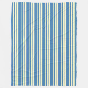 Simple Blue and Cream Vertical Striped Pattern Fleece Blanket