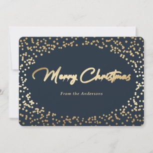 Simple Blue and Gold Foil Christmas Cards