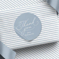 Simple blue and white baby shower thank you