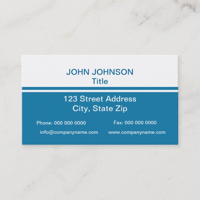 Simple Blue and White Business Card (Front)