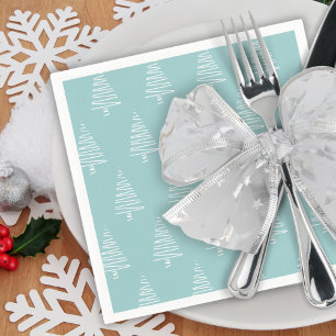 Simple Blue And White Christmas Tree Pattern Napkin