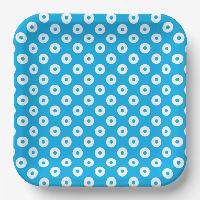 Simple Blue and White Polka-Dots Paper Plates (Front)