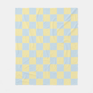 Simple Blue and Yellow Preppy Chequered Pattern Fleece Blanket
