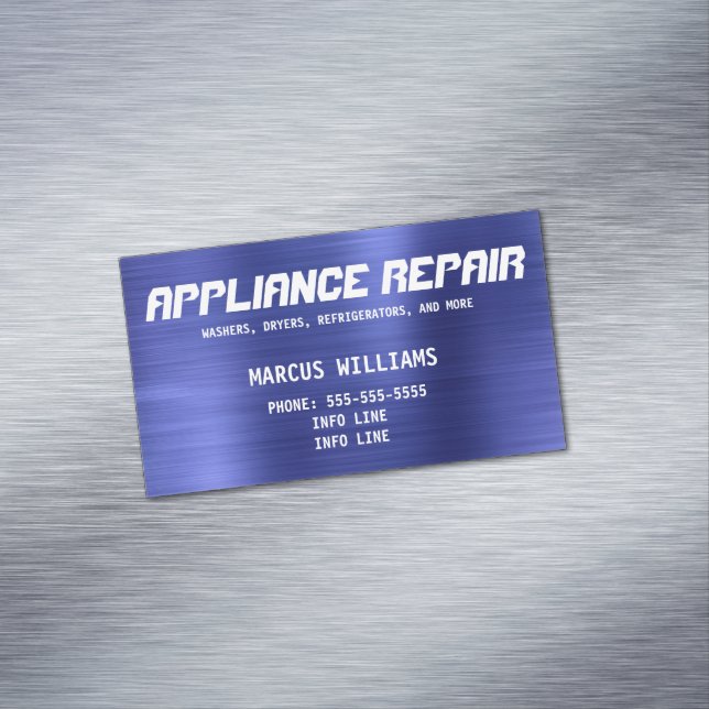 Simple Blue Appliance Repair Magnetic Business Card (In Situ)