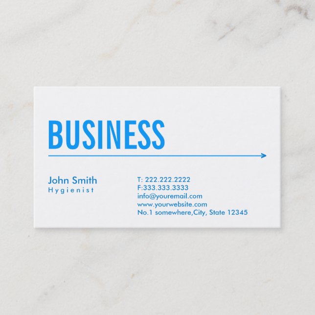 Simple Blue Arrow Hygienist Business Card (Front)