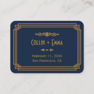 Simple Blue Art Deco Wedding Place Cards
