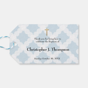 Simple Blue Baby Boy Baptism favour Thank You Gift Tags