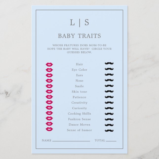 Simple Blue Baby Traits Game Boy Cute Baby Shower (Front)
