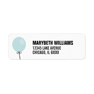 Simple Blue Balloon Baby Shower Address Label