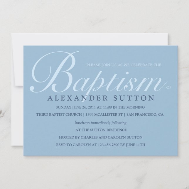 Simple Blue Baptism/Christening Invite (Front)