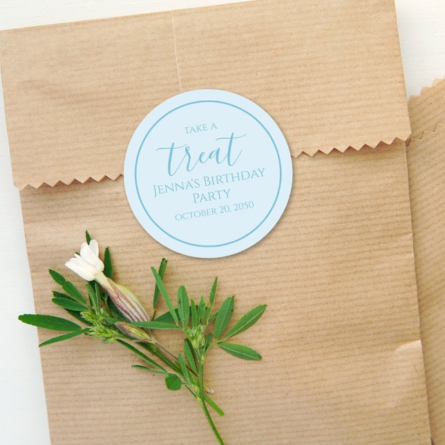 Simple Blue Birthday Calligraphy Cute Party Label (Creator Uploaded)
