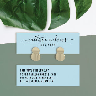 Simple Blue Black Script Earring Display Card