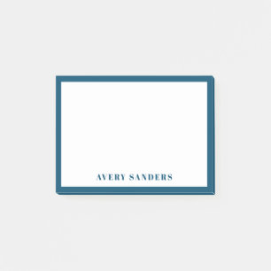 Simple Blue Border Modern Name Post-it Notes