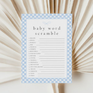 Simple Blue Bow Baby Word Scramble Game Card