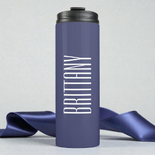 Simple Blue Bridesmaid Personalised Name Minimal Thermal Tumbler