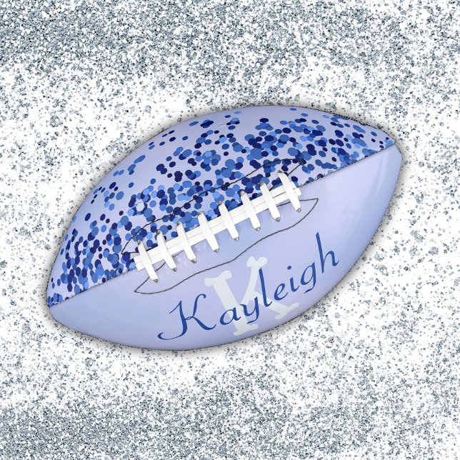 Simple Blue Brushed Metal and Glitter Monogram | American Football (Creator Uploaded)