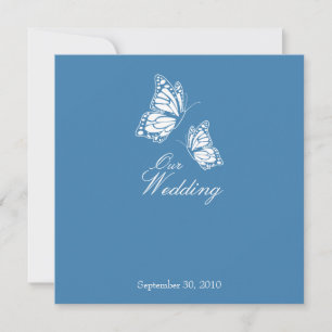 Simple Blue Butterflies Wedding Announcement 2