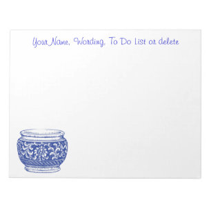 Simple Blue Cachepot Flower Pot Optional Wording Notepad