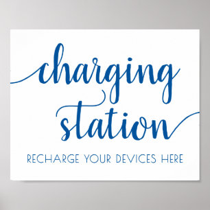 Simple Blue Charging Station Cerulean Event Sign